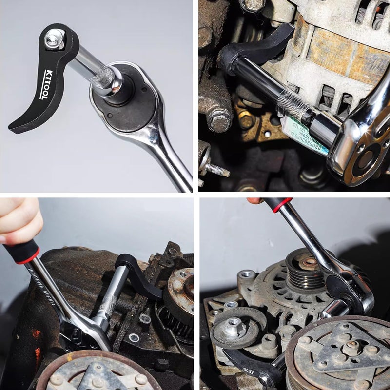 KTTOOL Store 3 Pcs Pry Bar Wrench Adaptor Head, 2025 New Crowbar Adapter Head Tool, Half Shaft Removal Car Repairing Tools with Extension Bar for Tight Spaces, 1/2" D 4pt & 8pt Profile - Image 3